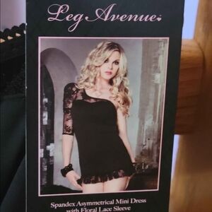 Leg Avenue Black Asymmetrical Lace Dress